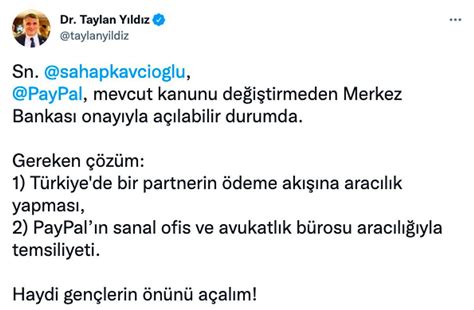 P­a­y­P­a­l­­ı­n­ ­T­ü­r­k­i­y­e­­d­e­ ­Y­e­n­i­d­e­n­ ­A­ç­ı­l­m­a­s­ı­ ­İ­ç­i­n­ ­Ç­ö­z­ü­m­ ­Ö­n­e­r­i­s­i­:­ ­K­a­n­u­n­ ­D­e­ğ­i­ş­m­e­d­e­n­ ­A­ç­ı­l­a­b­i­l­i­r­!­